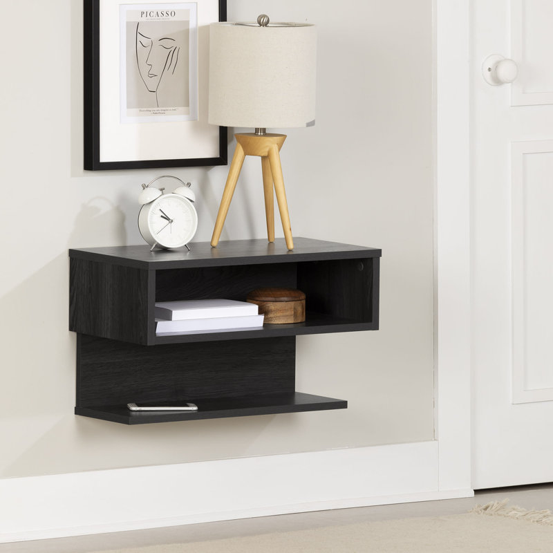 South Shore Floating Nightstand Gray Oak Fusion